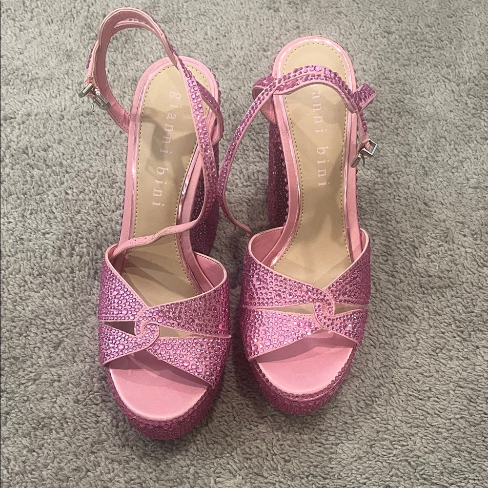 Gianni Bini Sparkling Pink Platform Sandals